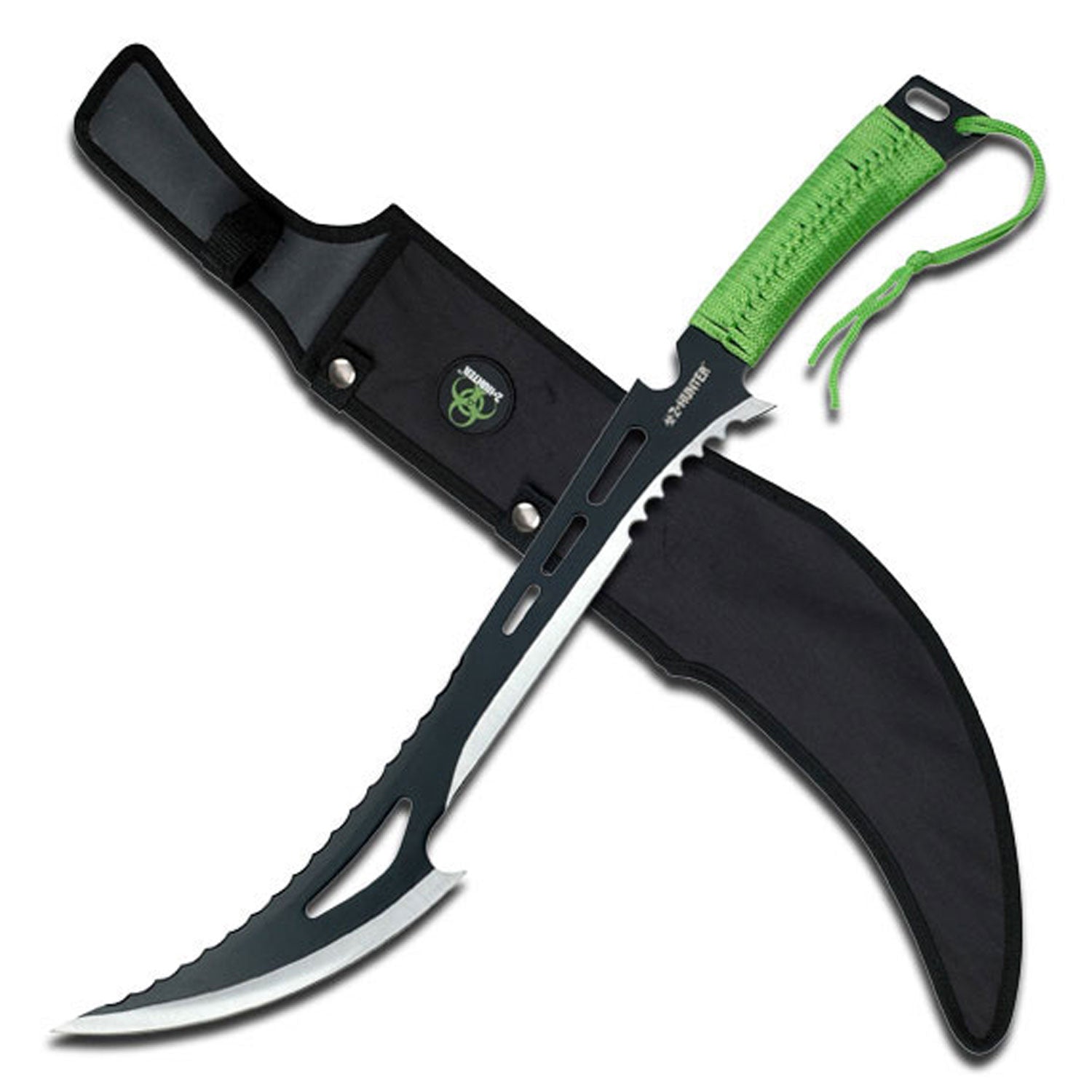 Z-Hunter Machete ZB-020 Zombie Fantasy Sword Full Tang Green Black-img-0
