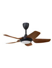 ALPHA Vannus - IRIZ 5B 40 Inch DC Motor Ceiling Fan with 5 Blades (8 Speed Remote)-Walnut mix Matt Black