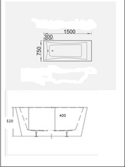 Built-In Bathtub c/w Leg & Waste - White