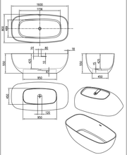 Light Blue Colour Resin Free Standing Bathtub c/w Waste