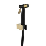 Bidet Spray c/w Flexible Hose and Holder - Black & Gold