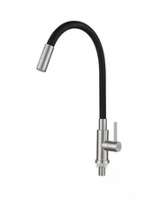 SUS304 Pillar Sink Tap c/w Flexible Black Silicone Hose