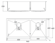 SUS304 Double Bowl Kitchen Sink c/w roll up rack & basket - Satin