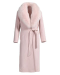 A pink cashmere coat with fur designed by MVFURS