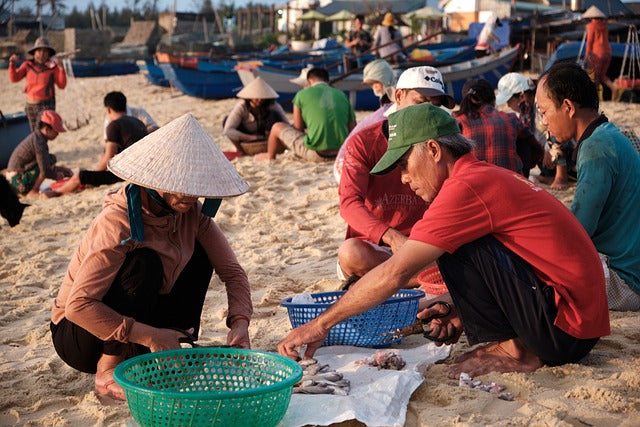 Fishing village, Beach, Market