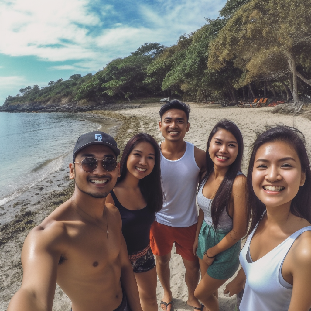 Group of friends enjoying island life