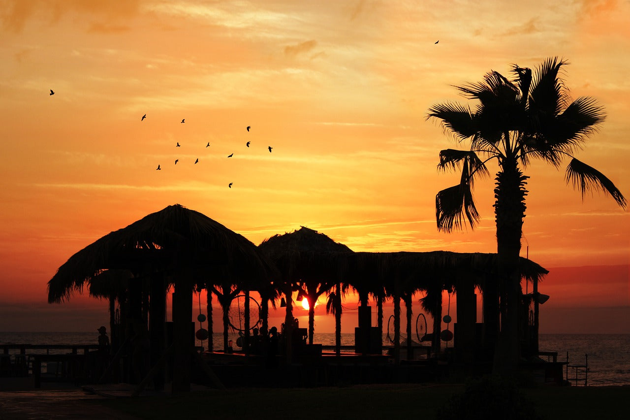 Huts, Sunset, Shaka Tribe