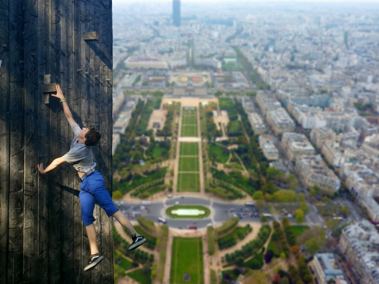 Man climbing the wall