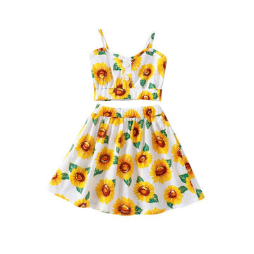 Sunflower Graphic Girl Set Cami Top With Skirt