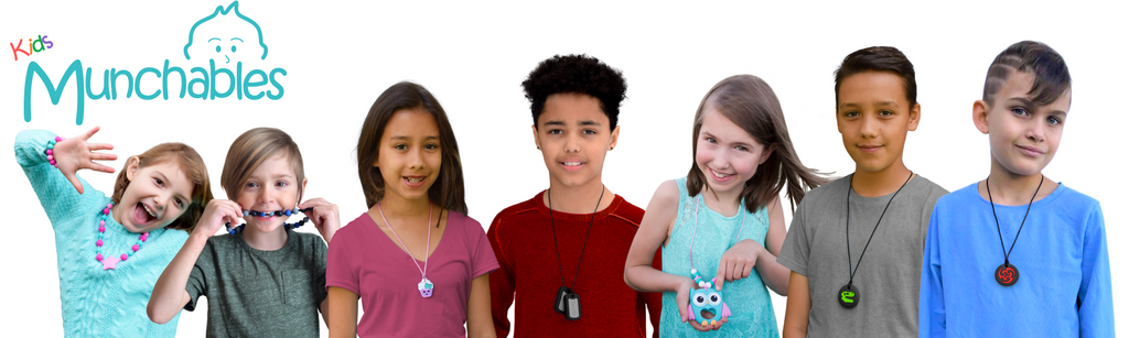 Kids Wearing Munchables Chew Necklaces