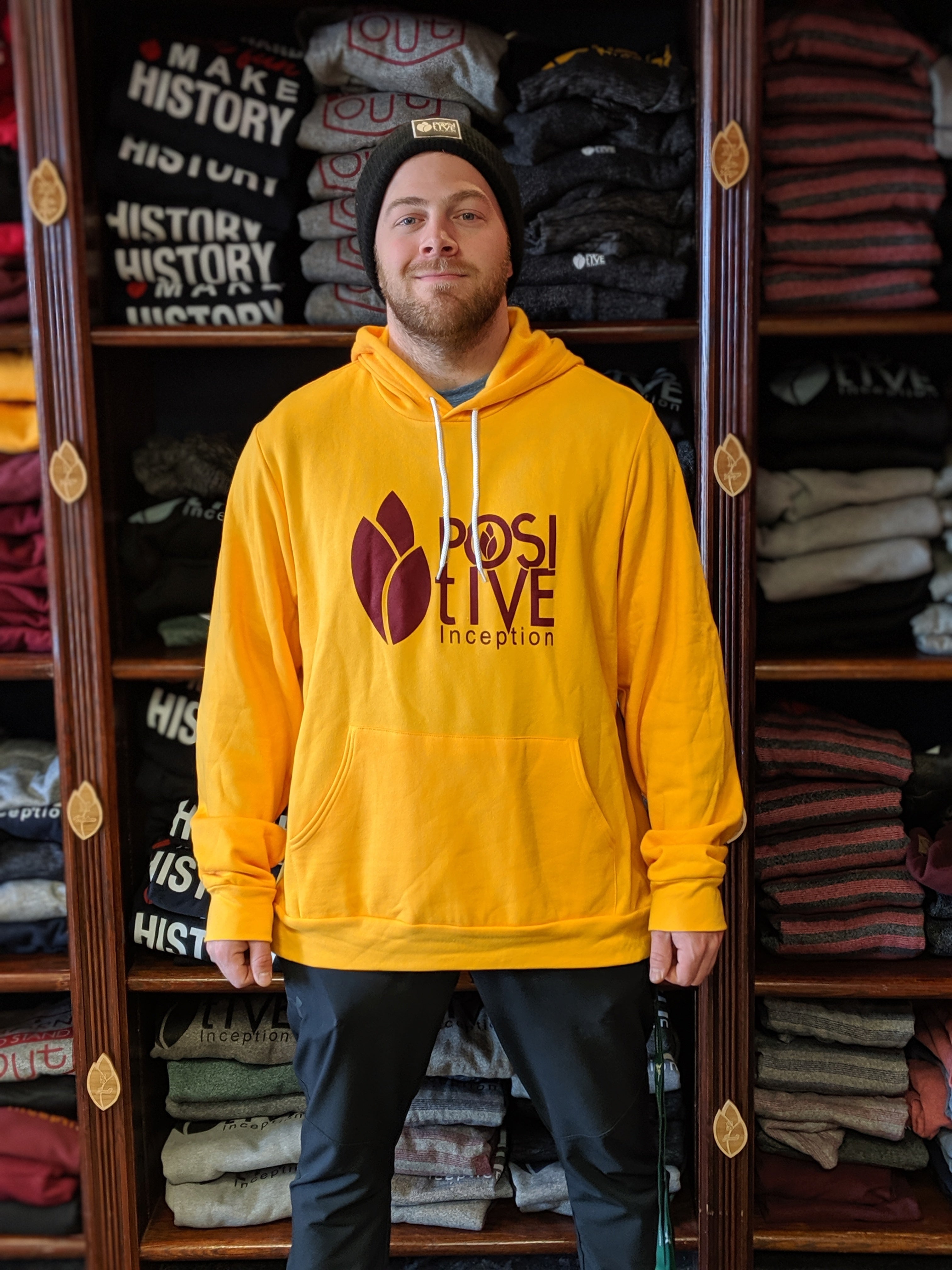 burgundy and gold hoodie