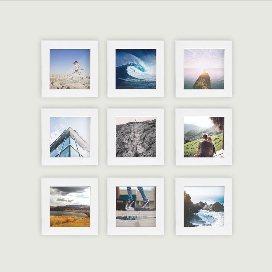 small white photo frames