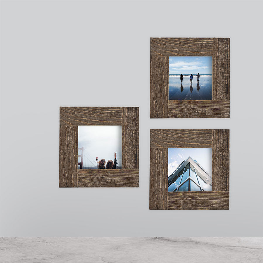 3Pack, Distressed Wood, 4x4 Photo Frame Tiny Mighty Frames