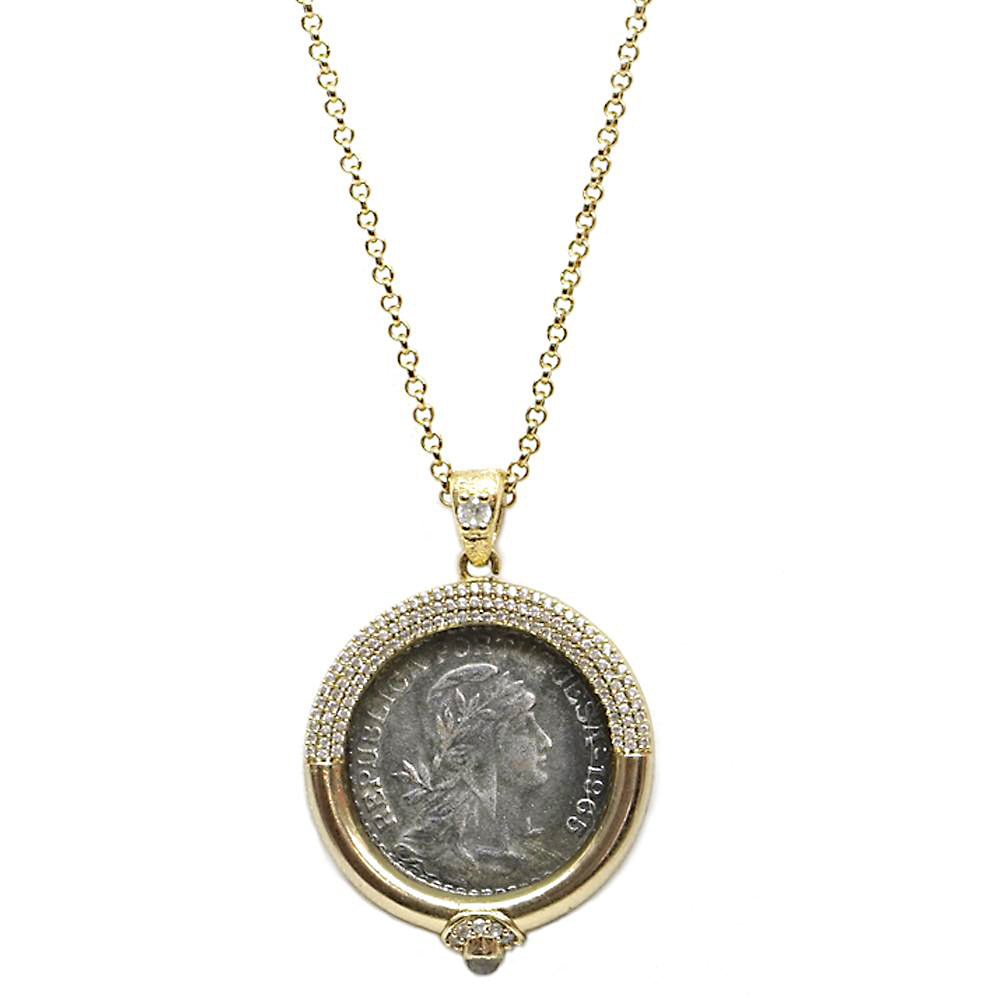 The Elisa Enamel Frame Gold Pendant Necklace - The Trendy Trunk