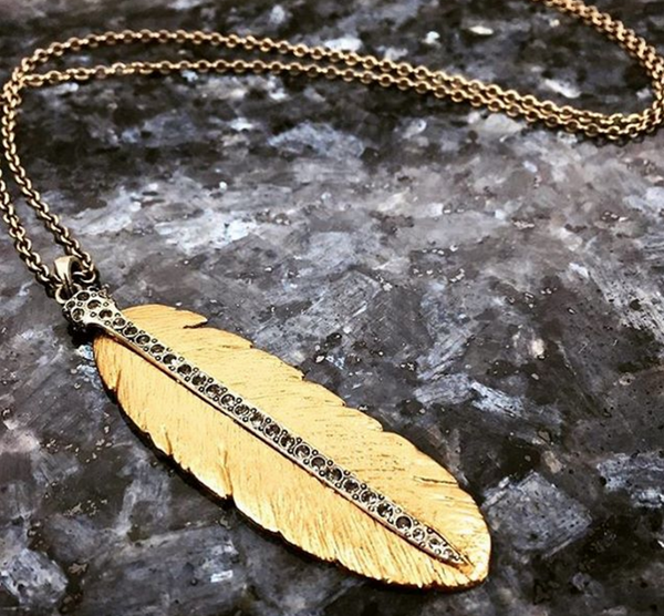 GOLD CASBAH FEATHER NECKLACE - Tat2 Designs