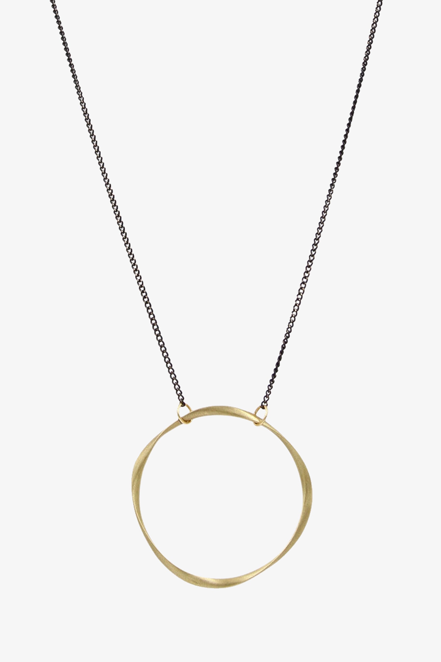 Manon Large Brass ring and Blackened Chain Necklace