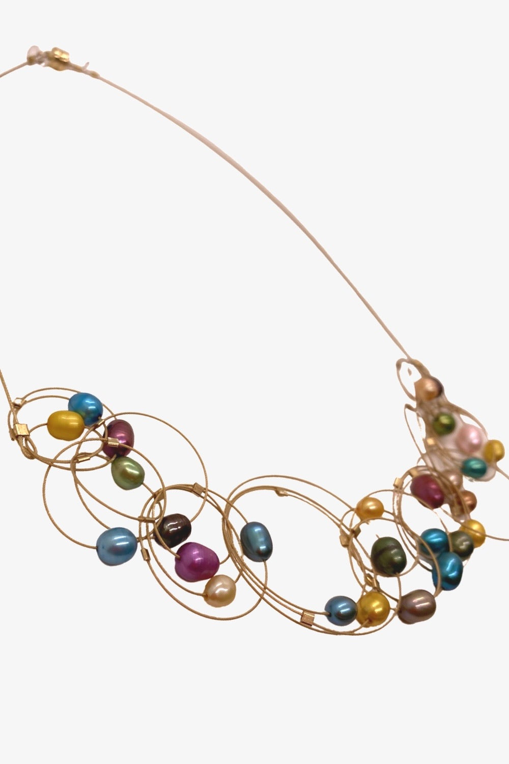 Rainbow Pearl & Gold Vertigo Necklace