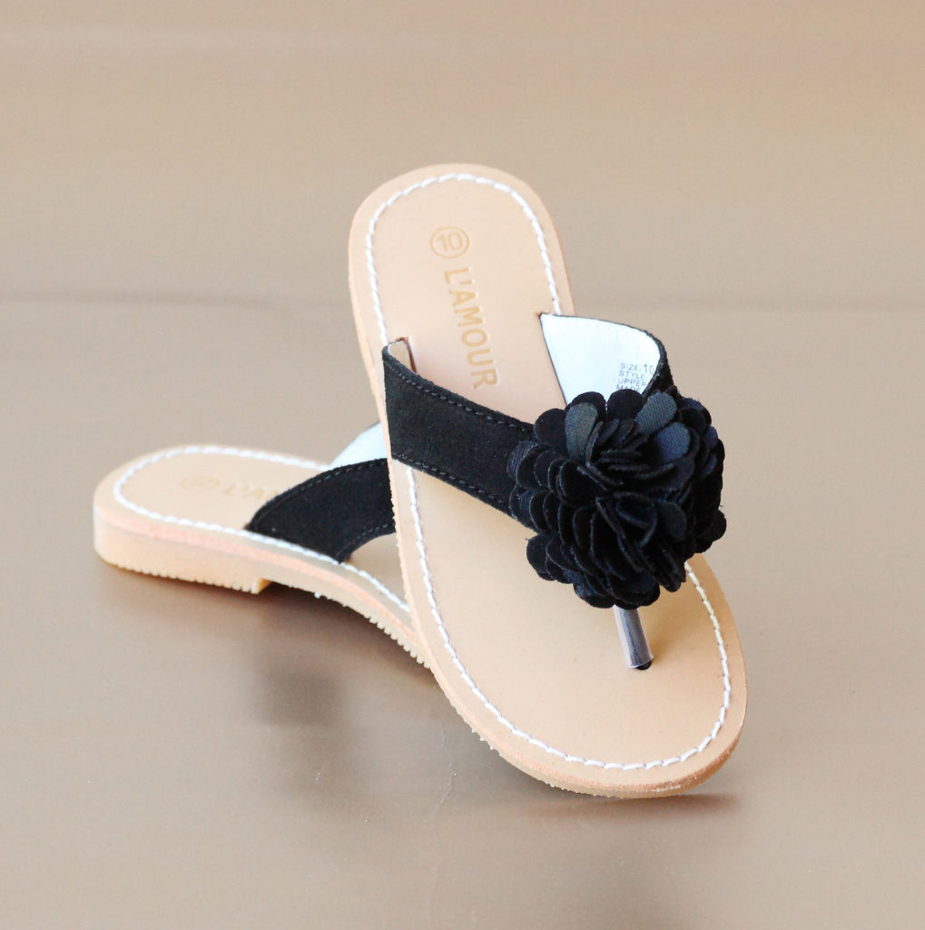 black pom pom sandals