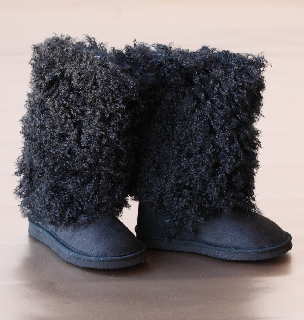 gray shearling boots