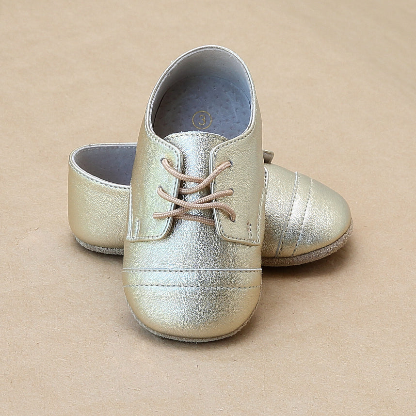 Infant Boys Gold Derby Crib Shoe – Petit Foot