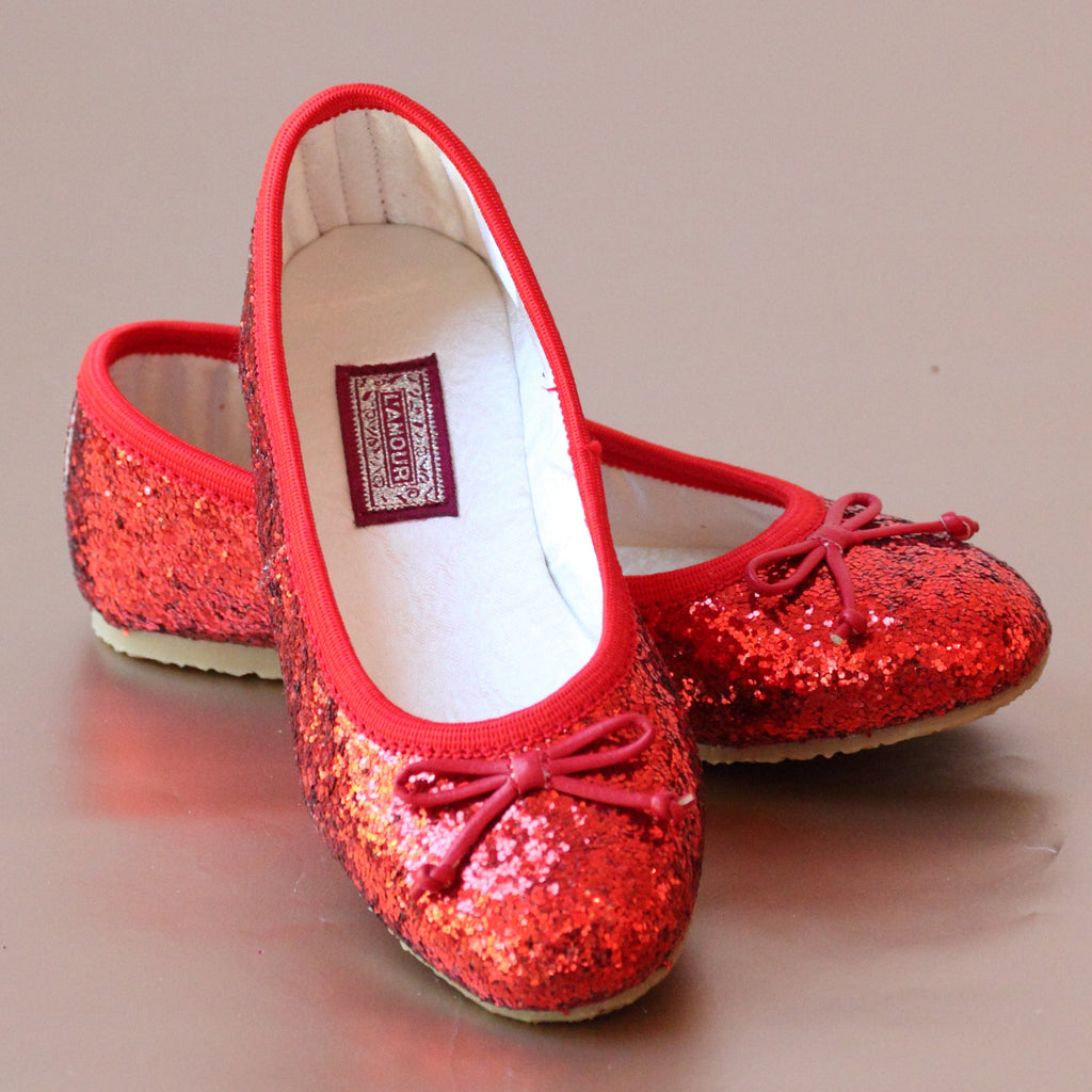 red glitter ballet pumps