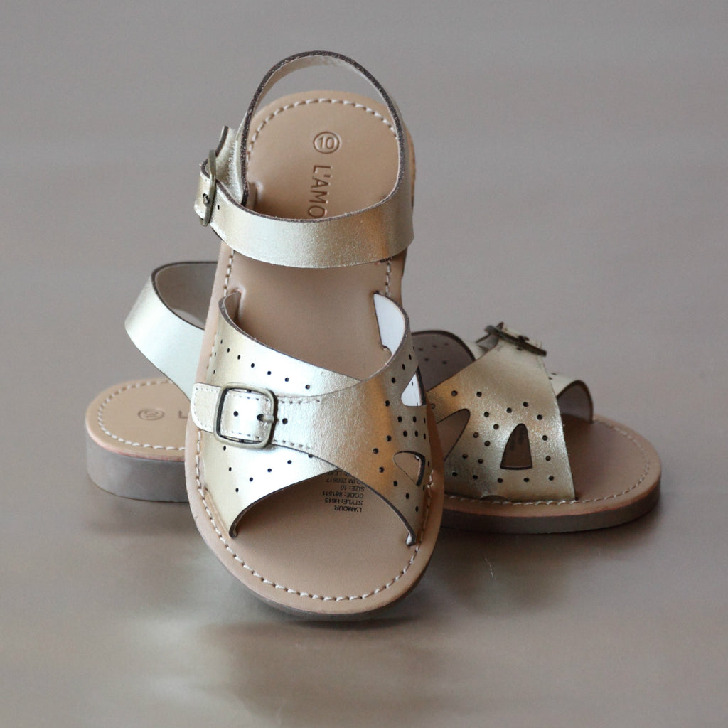 L'Amour Girls Buckled Leather Sandal – Petit Foot