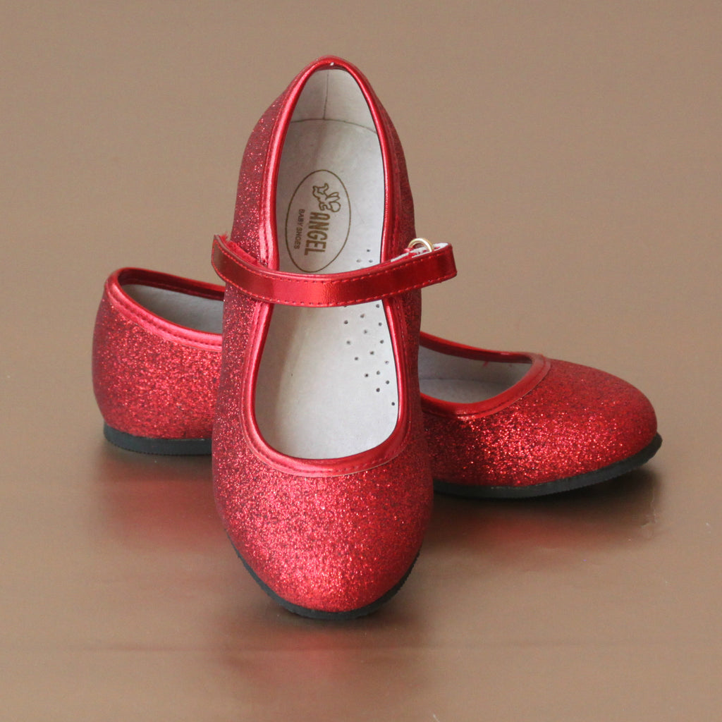red glitter mary jane shoes