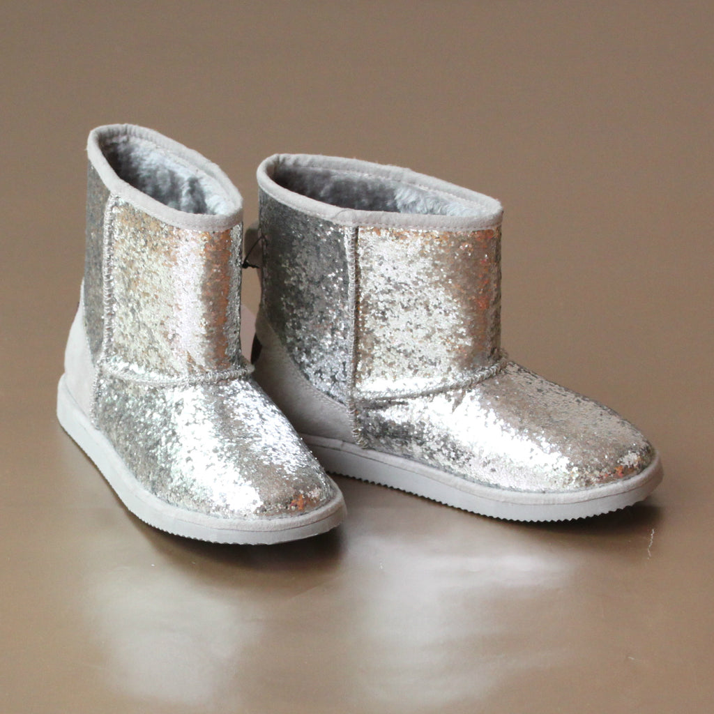 girls silver glitter boots