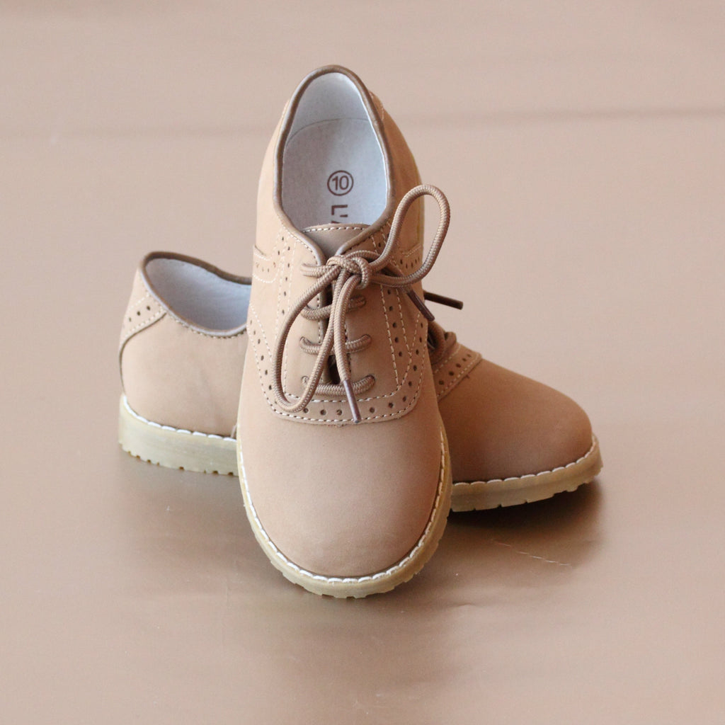 L'Amour Boys Nubuck Khaki Saddle Oxford Shoes – Petit Foot