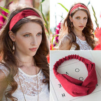 Diagtree 4 Pcs Head Accessories Headbands Vintage Elastic Head Wrap Hair Bands Stretchy Hairband Twisted Cross-Head Scarf Solid Color Wide-Brimmed Headbands for Women Head Accessories