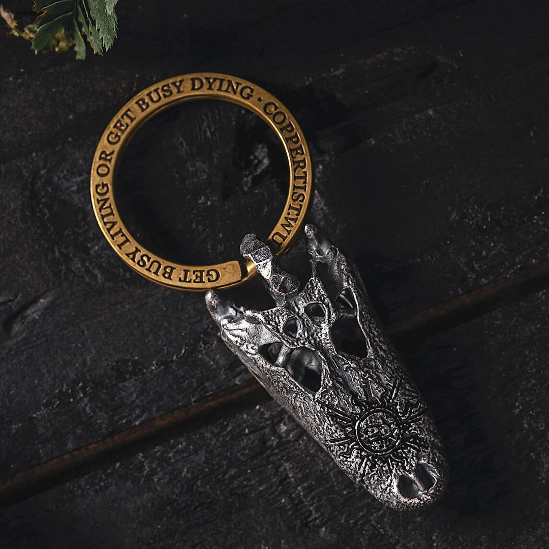 Silver Crocodile Skull Keychain Pendant 8
