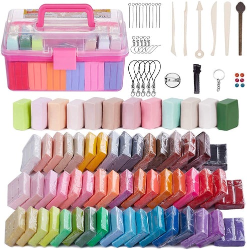 50 Colors Polymer Clay Starter Kit, Oven Bake Modeling Clay, 19 Sculpting  Tools