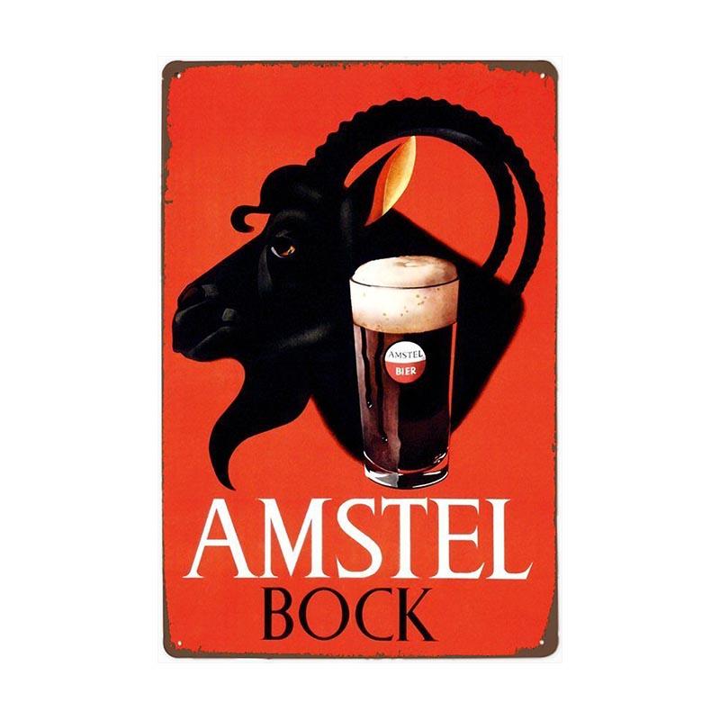 Plaque Métal Vintage Amstel Bock Planète Vintage 