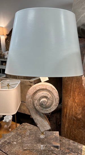 18th Century Fragment Lamp, Custom Lucite Base - August Georges