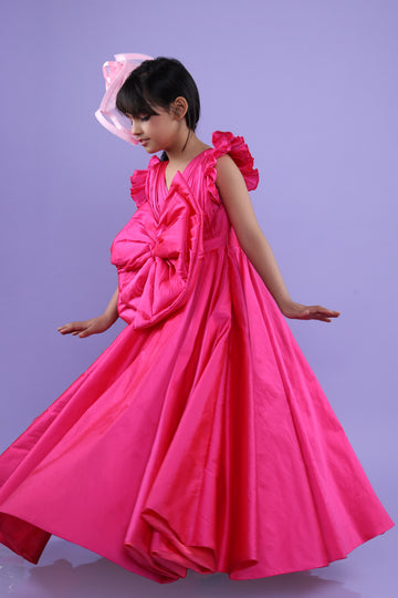 Girls Long Tail Birthday Dress, Kids Evening Gowns Online