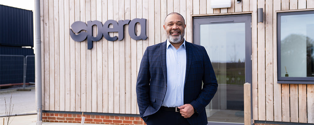 An Opera salesman stood outside the Opera Buckinghamshire Showroom