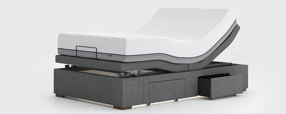 Motion divan with back and leg rest raised