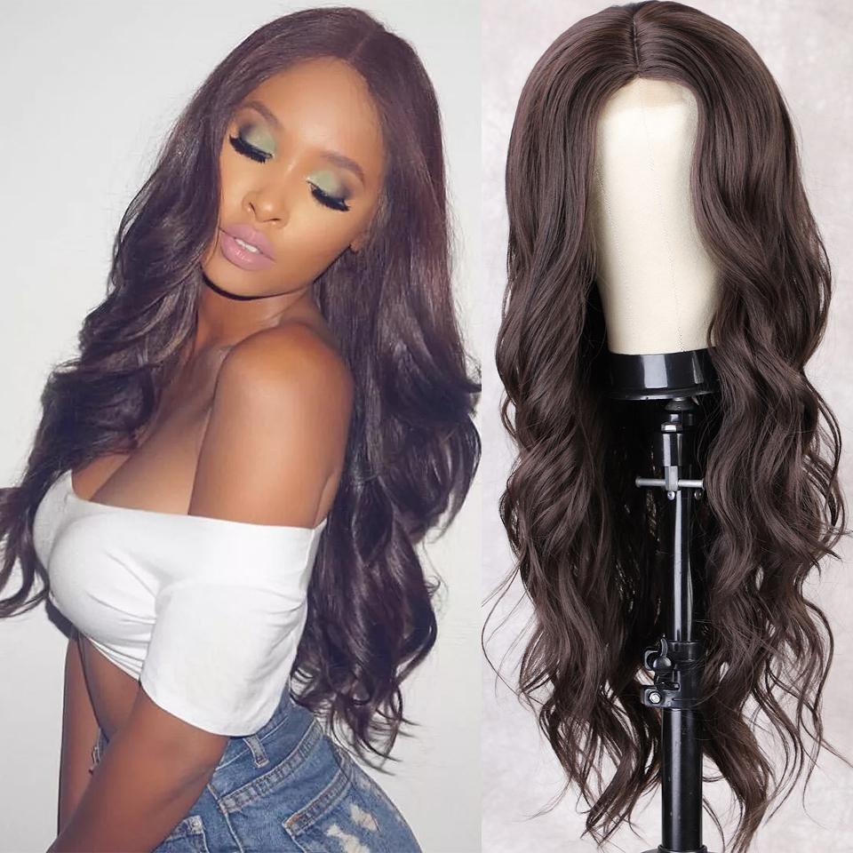 Long Wavy Black Wigs For Women KanekalEn Cosplay Mini Lace Front Wigs ...