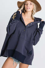 CHILL WITH ME FRENCH TERRY OVERSIZED HOODIE - NAVY