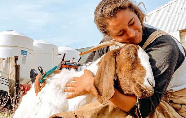 Elizabeth Taffet with goat