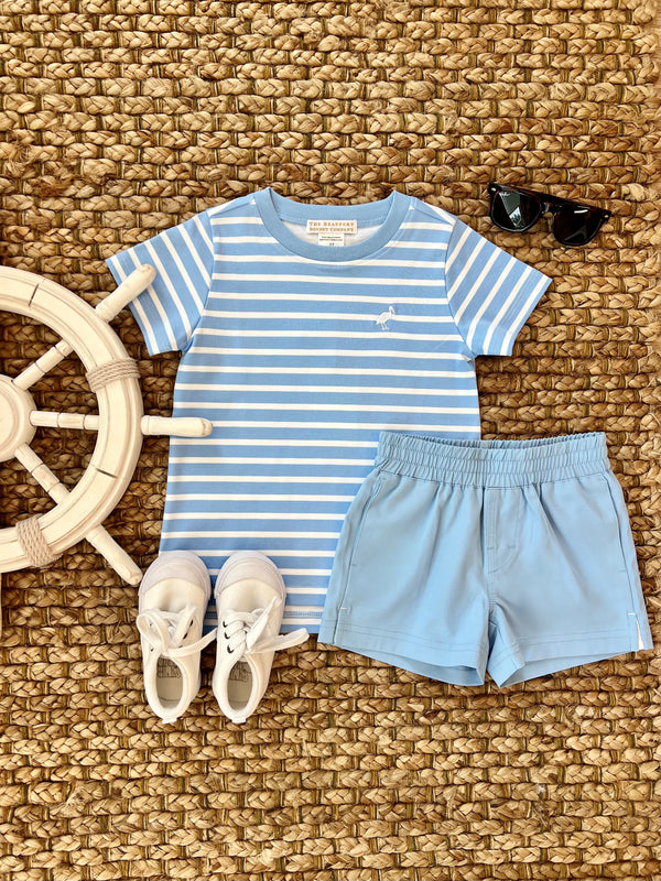 Carter Crewneck Sarasota Sky Stripe/Worth Ave White