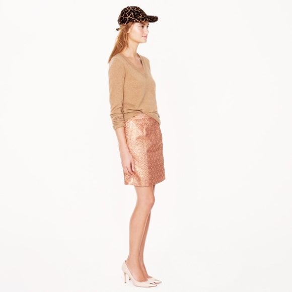 J.Crew Collection | NWT Salon Mini in quartz jacquard Pink Gold Shimmer Skirt Size 8