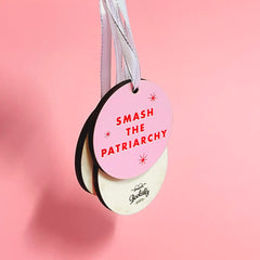 Smash the Patriarchy Feminist Literary Christmas Decoration. Perfect gift for book lover, bookworms, readers and bibliophiles on a Christmas Tree.