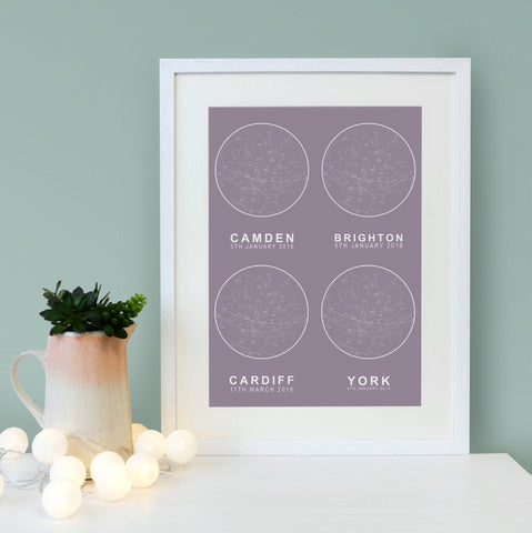 Personalised FamilyMultiple Map Of The Stars Print