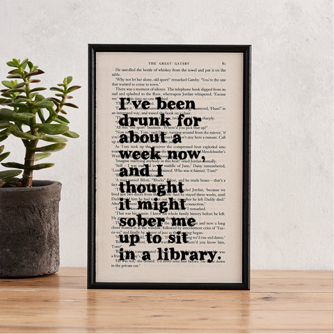 Funny book page print. Gifts for him. Gifts for a book lover. Gifts for alcohol lovers.