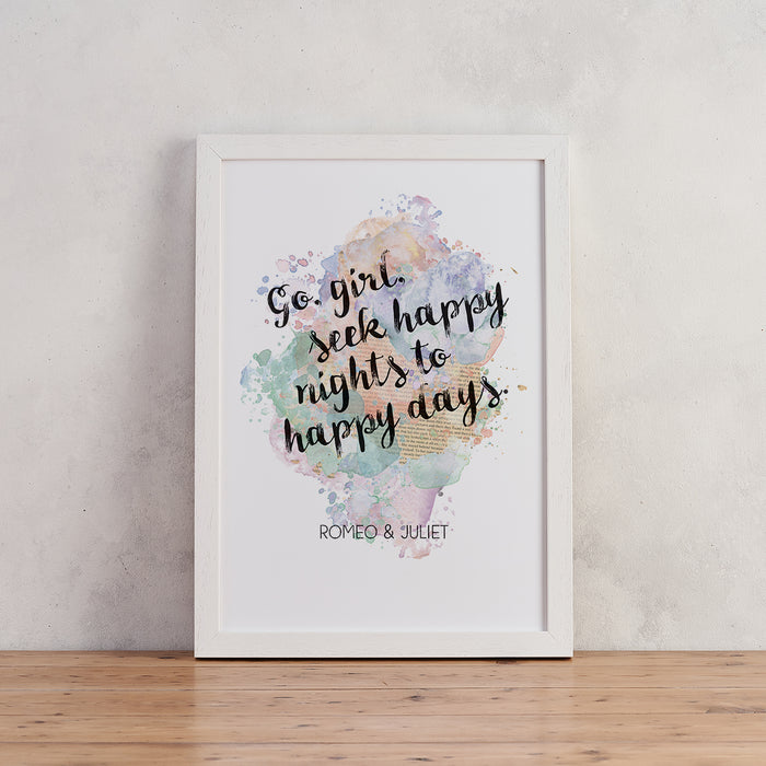 Shakespeare Go Girl Quote Watercolour Print Bookishly