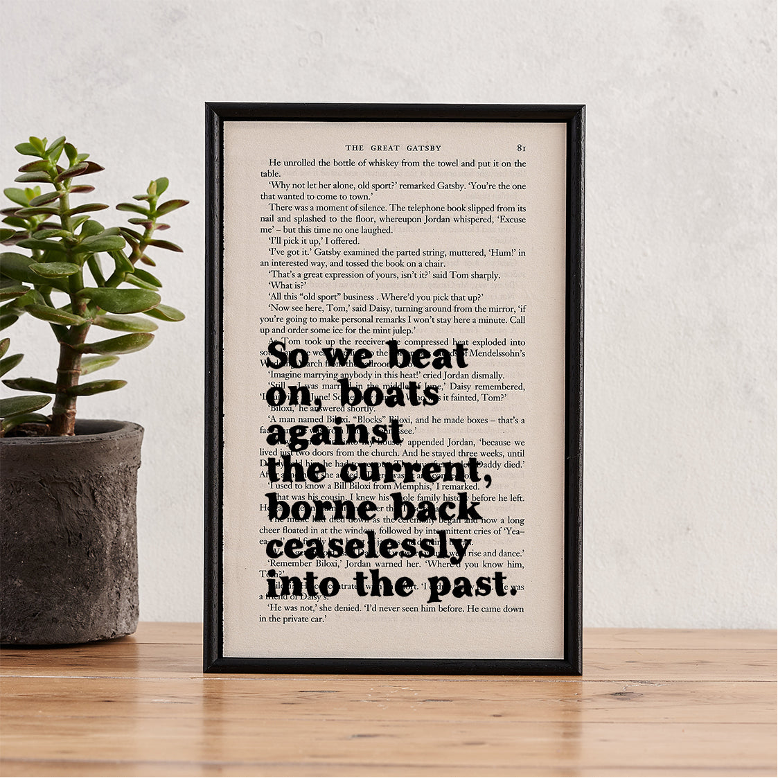 Great Gatsby So We Beat On Boats Against The Current Quote Print Bookishly