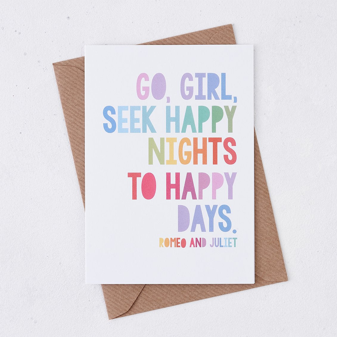 Rainbow Go Girl Seek Happy Nights Card For Her Bookishly