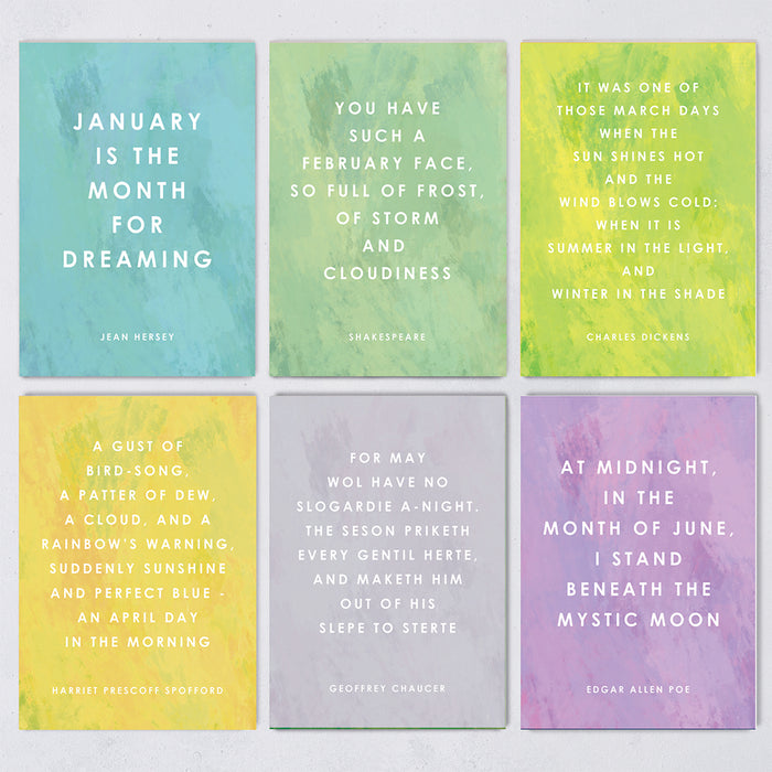Year of Quotes Postcard Set Quote for Each Month of the Year 12 Pa