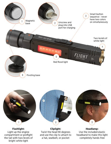 Flight Outfitters - 3-IN-1 Flashlight Features
